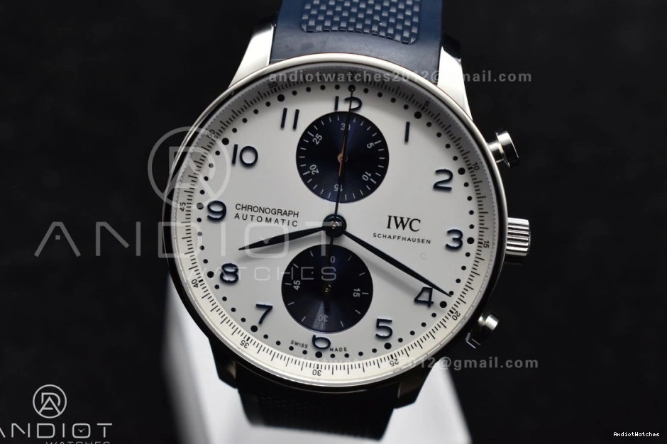 WeatherProof A Blue Chrono Dial Best 1:1 1011 Rubber Edition on Blue White Portuguese IW3716 Z+F Strap 0522